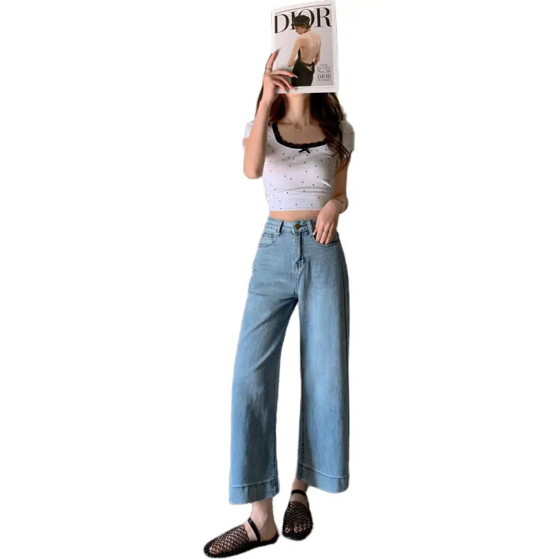 Flowers In Water Jeans Women's Light Blue-4