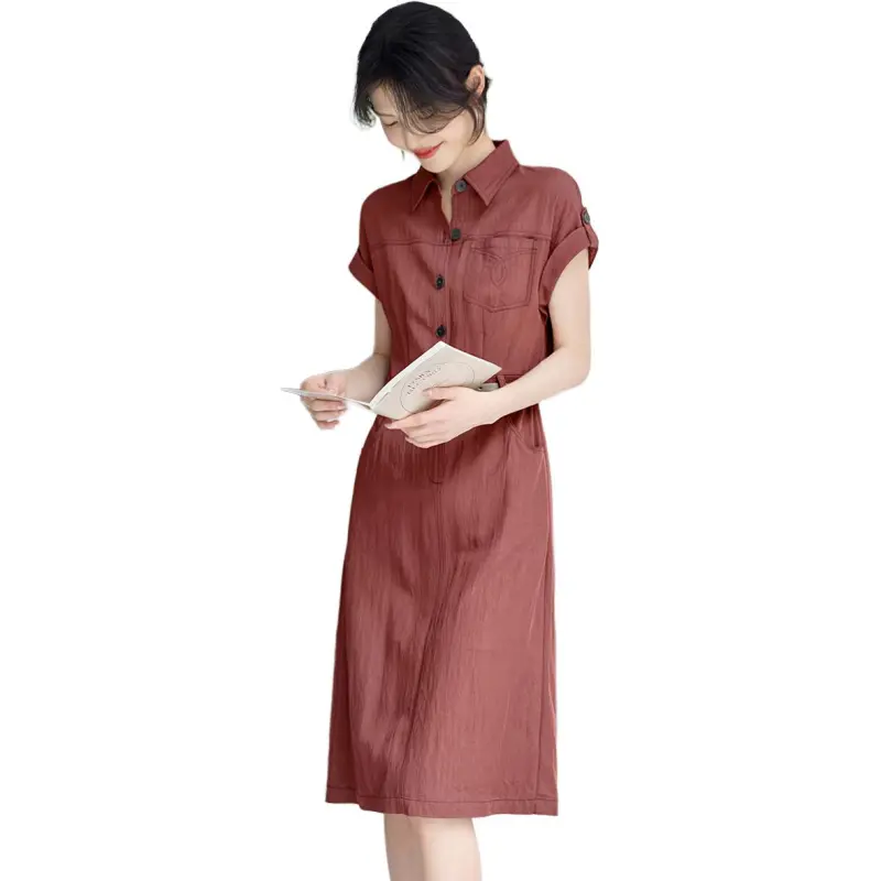 XWI Short Sleeved Dress Women's Dried Rose Red-1