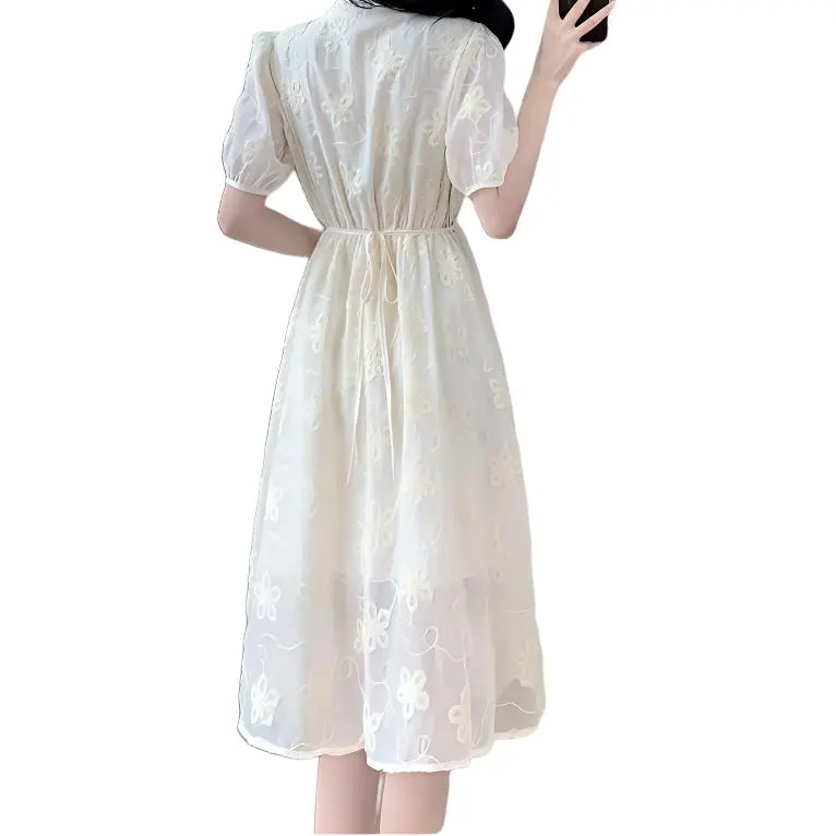 Flowers In Water Short Sleeved Dress Women's-1