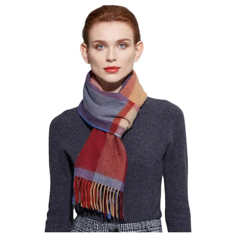 H YXIANG Wool Knit Scarves Women's-6