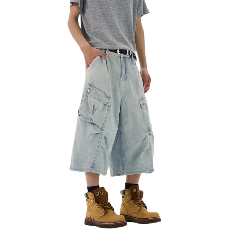 Weles Denim Shorts Unisex Light Blue-6