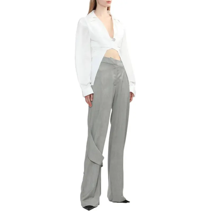HELIOT EMIL Wool Asymmetric Trousers-4
