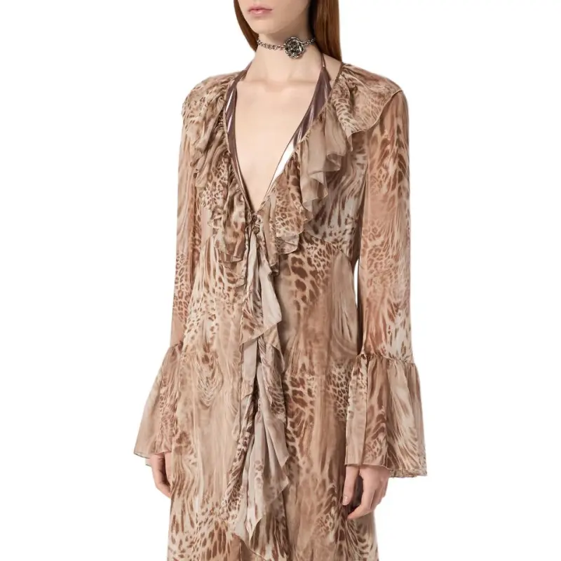 Blumarine Leopard print Fluid Dress-4