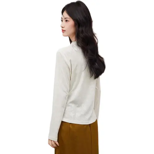 XINFEIYU T Shirts Women's Ecru
