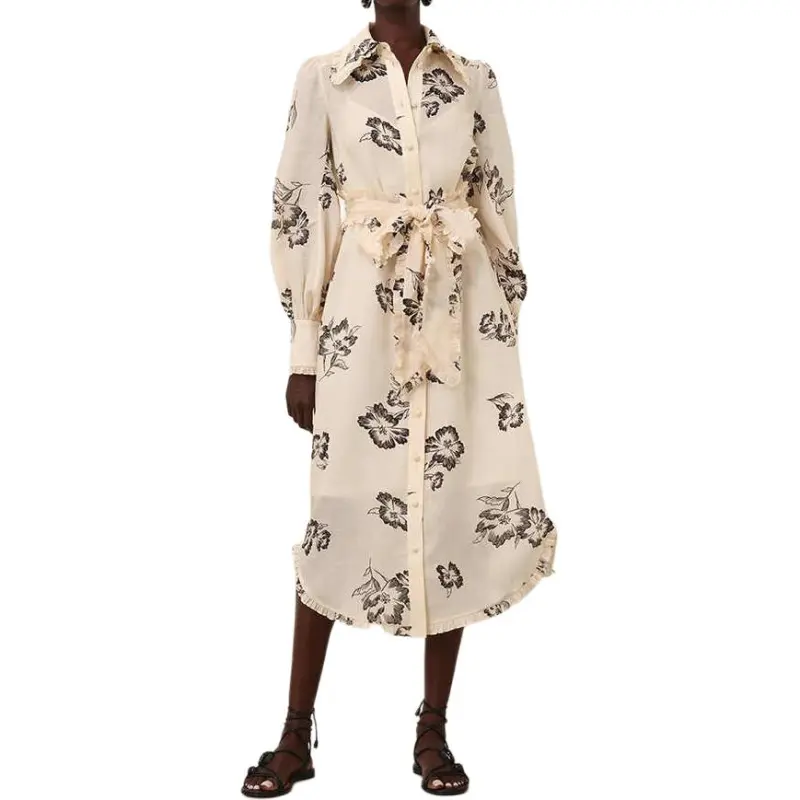 Zimmermann SS25 Long Sleeved Dress Women's Cream-1