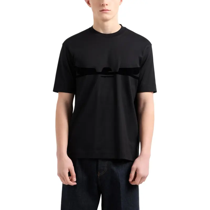 EMPORIO ARMANI Asv Jersey T shirt With Contoured Eagle Flocked Print-1