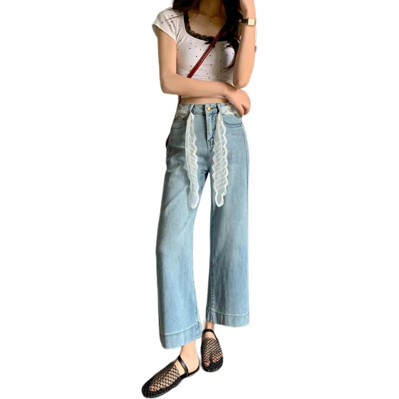 Flowers In Water Jeans Women's Light Blue-3