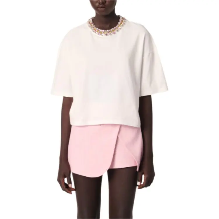 Maje Crystal neckline T shirt-1