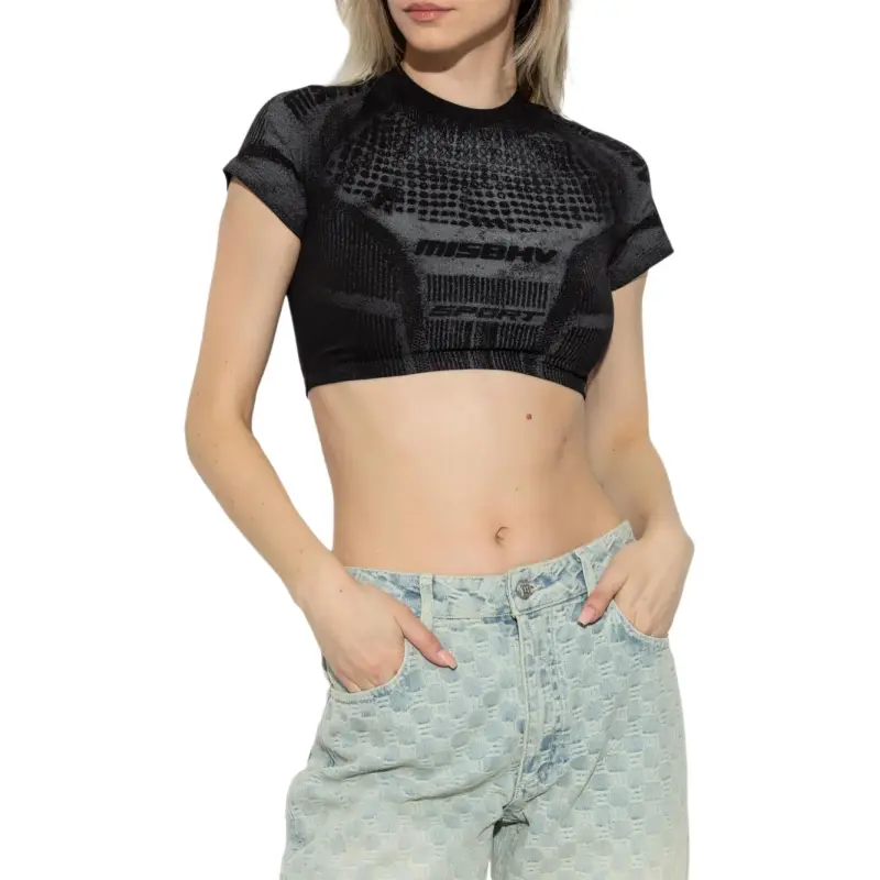 Misbhv Activewear Printed Jersey Cropped T Shirt-2