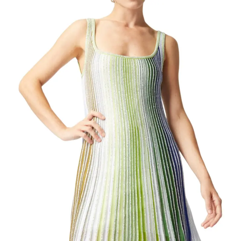 MISSONI Sequined Striped Flared Mini Dress-2