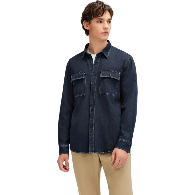 Hush Puppies Shirts Men Indigo Denim-4