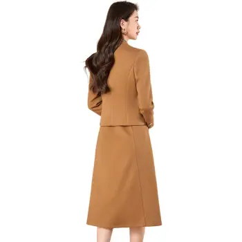 Mylan Spring Fall Skirt Set Cinched Waist Women's Khaki