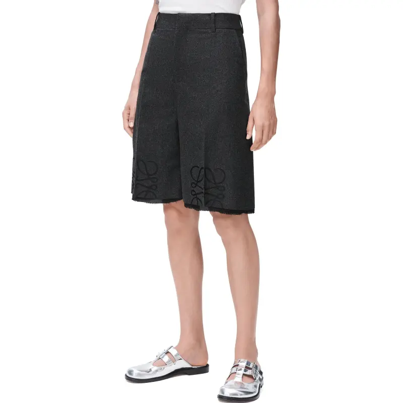 LOEWE Anagram Shorts 'Charcoal Melange'-2