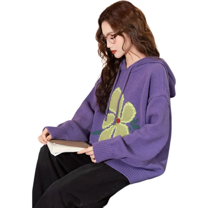 Tonlion Sweater Women's Plum Blossom Purple-4