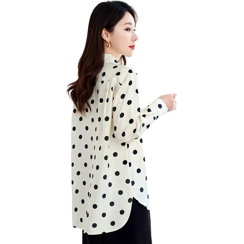Yi Mengyuan Silk Long Sleeved Silk Shirt Women's Polka Dot-1