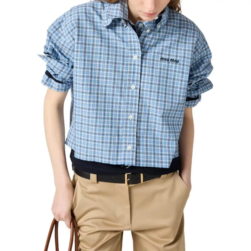 MIU MIU Checked Poplin Shirt-4