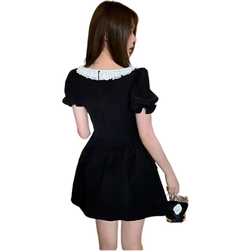 ABCMININ Short Sleeved Dresses Women's Black-1