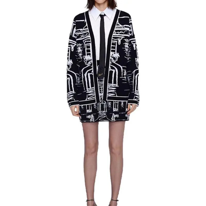 KARL LAGERFELD SS25 Sweater Women's Black White-2