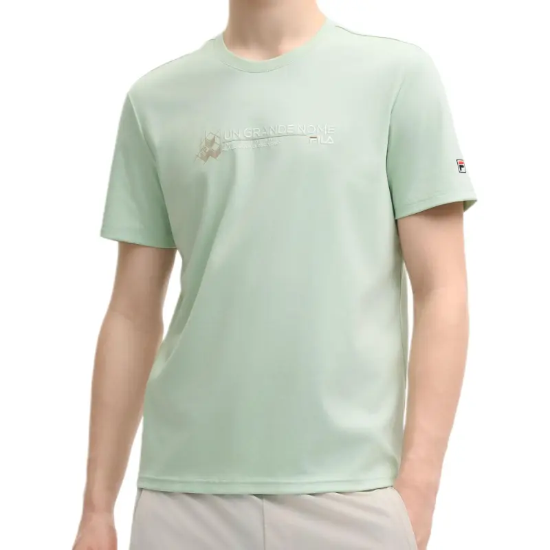 FILA Knitted Fabric Short Sleeved T Shirts Men's Pastoral Green-2