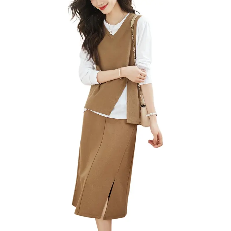 Mo Han Yi Mei Skirt Set Women's Coffee-3