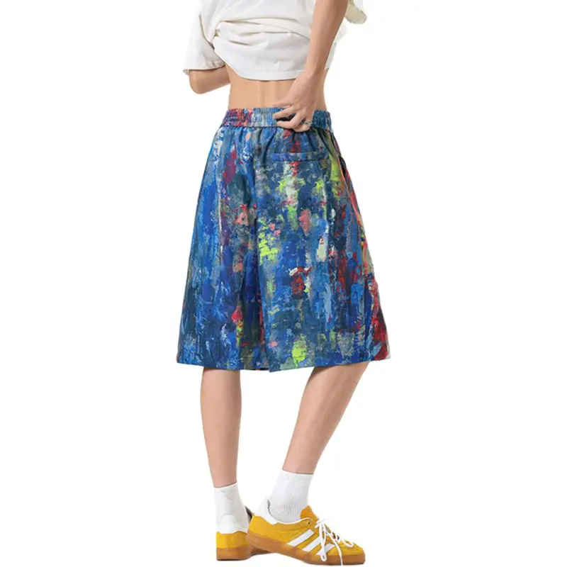 FORCEPULR Casual Shorts Unisex Rainbow Graffiti-1