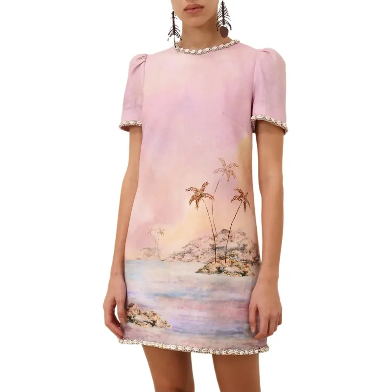 Zimmermann SS25 Short Sleeved Dress Women's Light Purple-1