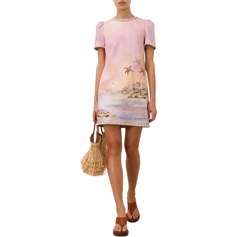 Zimmermann SS25 Short Sleeved Dress Women's Light Purple-2
