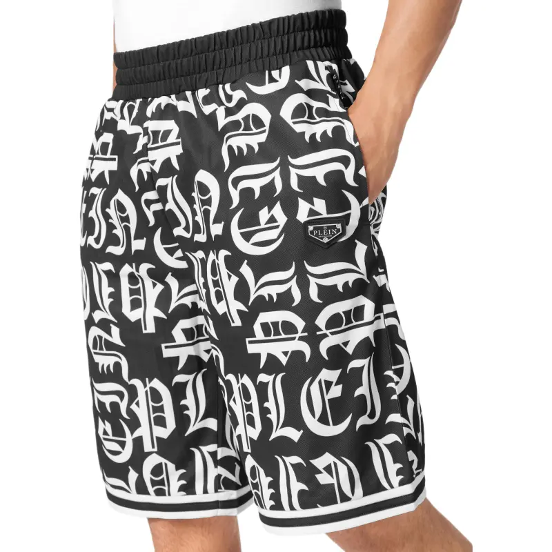 PHILIPP PLEIN Logo print Shorts-4