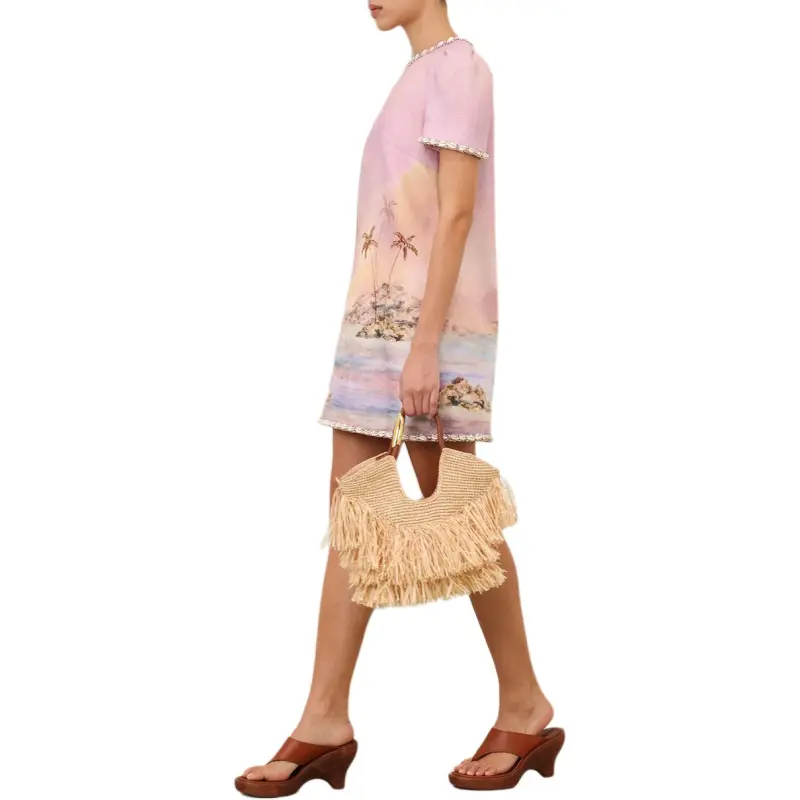 Zimmermann SS25 Short Sleeved Dress Women's Light Purple-5