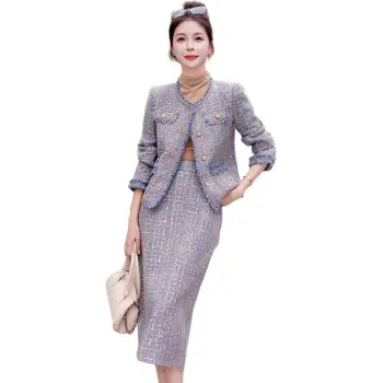 La Chapelle Skirt Set Women's Blue Coffee Color
