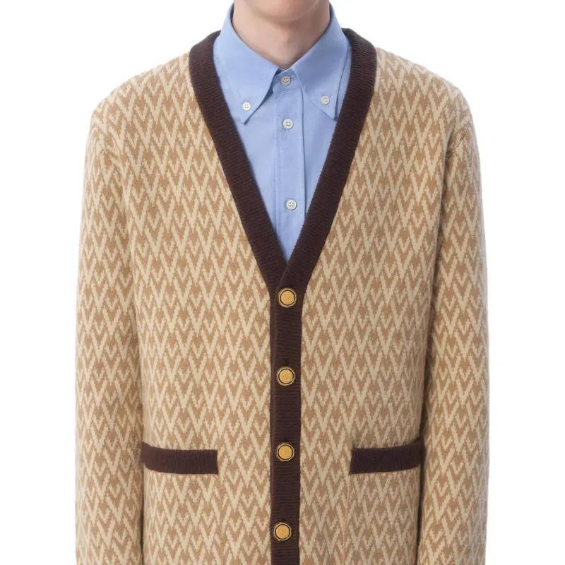 Valentino Toute La V Patterned Straight Hem Cardigan-8