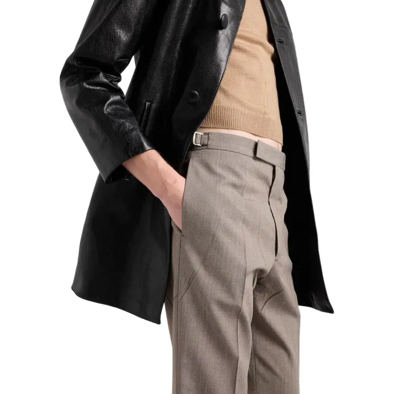 PRADA SS25 Casual Pants Men's Mud Gray-4