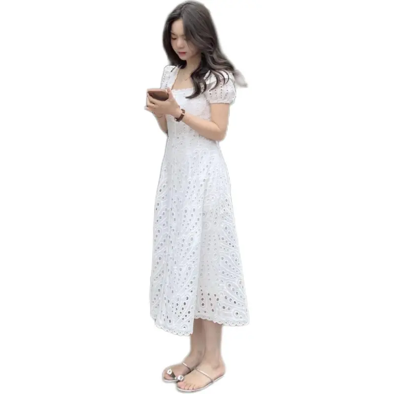 Flowers In Water Short Sleeved Dress Women's-3