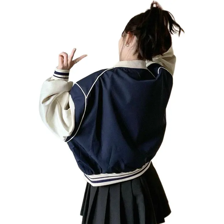 Icicofficial Baseball Jacket Women's Navy Blue-0