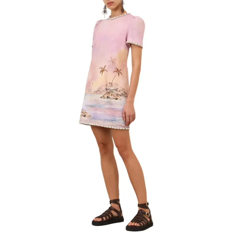 Zimmermann SS25 Short Sleeved Dress Women's Light Purple-4