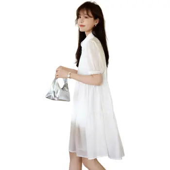 Mo Han Yi Mei Short Sleeved Dress Women's Ecru
