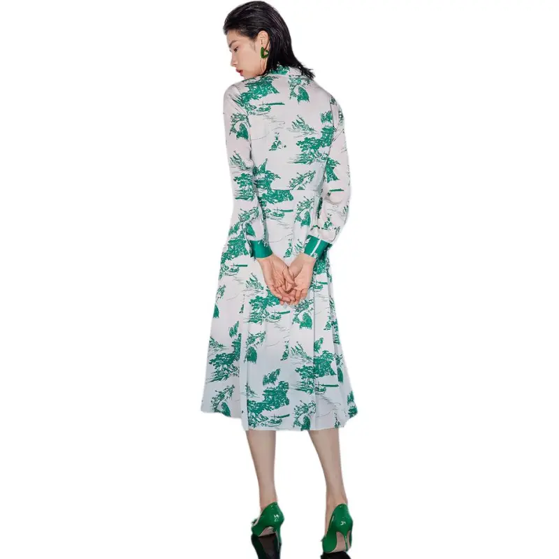 BBLLUUEE Long Sleeved Dress Women's Forest Green-0