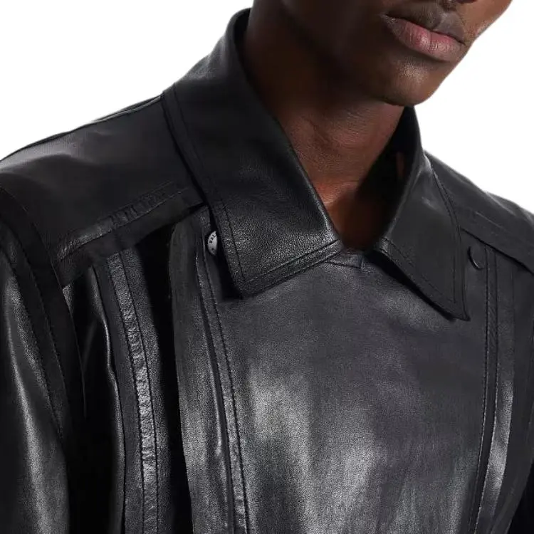 BALMAIN Leather Jacket Men's Black-6