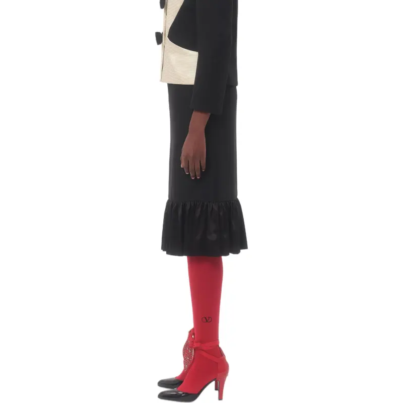 Valentino CREPE COUTURE Casual Long Skirt Women's Black-3