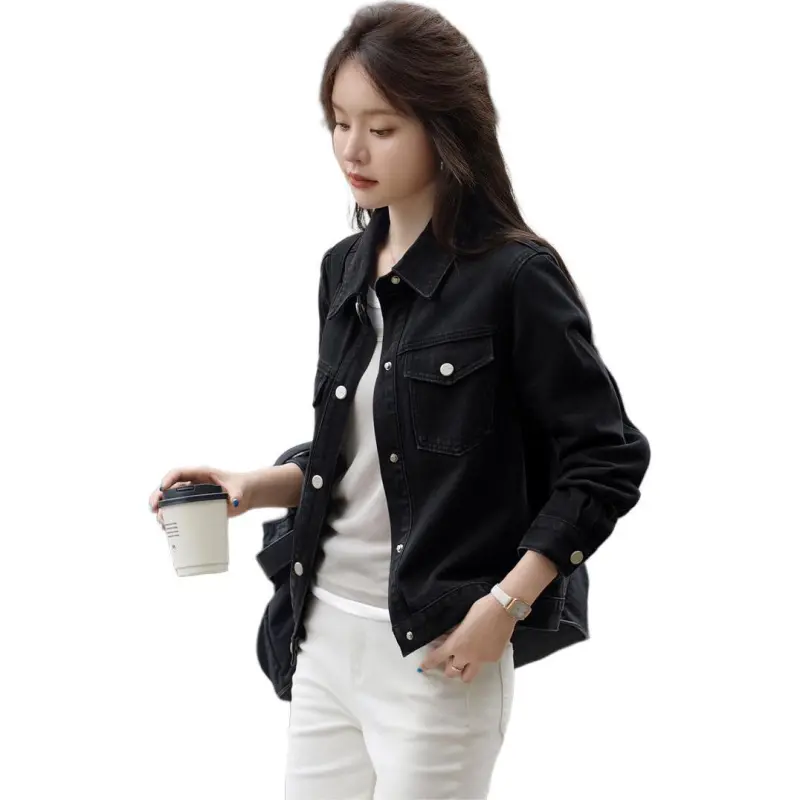 Mo Han Yi Mei Denim Jacket Women's Black-1