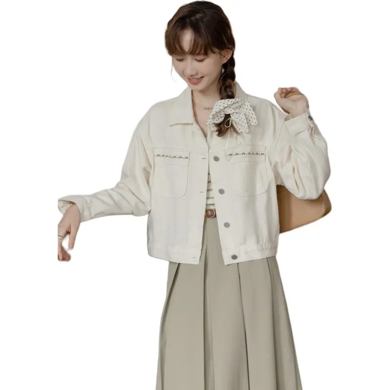 Mu Xiao Xin Denim Jacket Women's Ecru-2