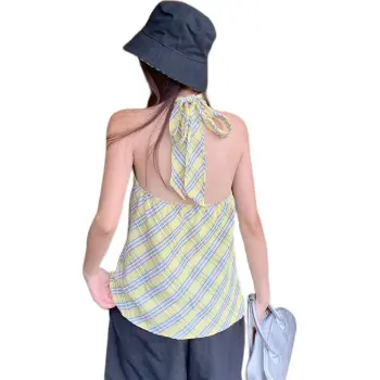 GOSO Tank Tops Women's Yellow Plaid