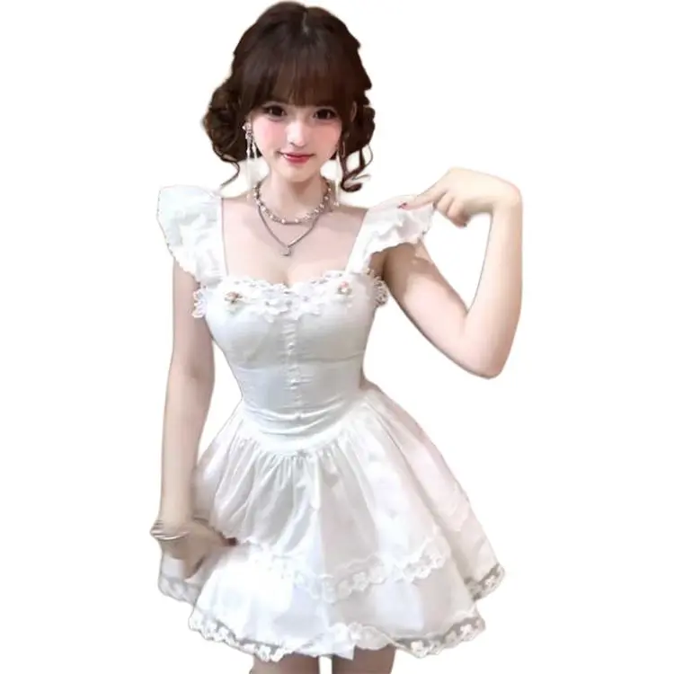 Mu Xiao Xin Slip Dresses Women's White Sweet Dream Mystic Realm-3
