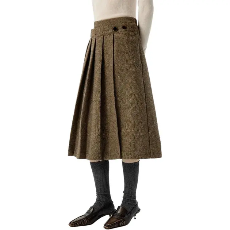 Omont Casual Long Skirt Women's Brown With Print-1