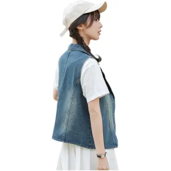Mu Xiao Xin Vests Women's Blue