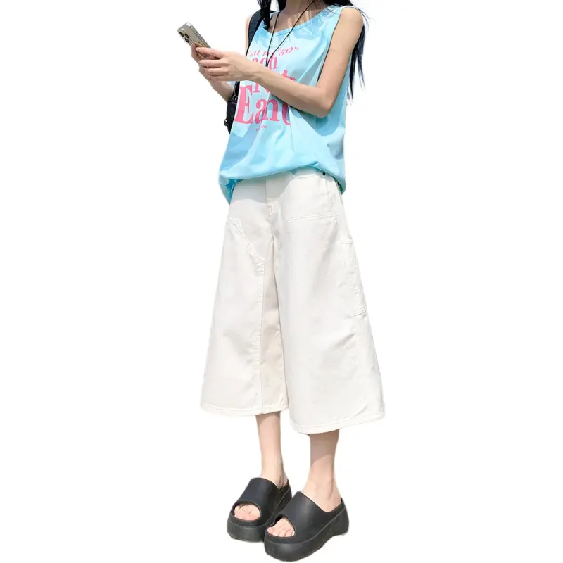 Kazakhstan Denim Shorts Women's White-6
