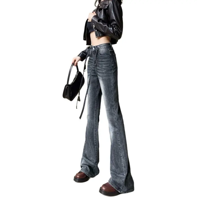 FAWENXIANGZI Jeans Women's Smoke Gray-4