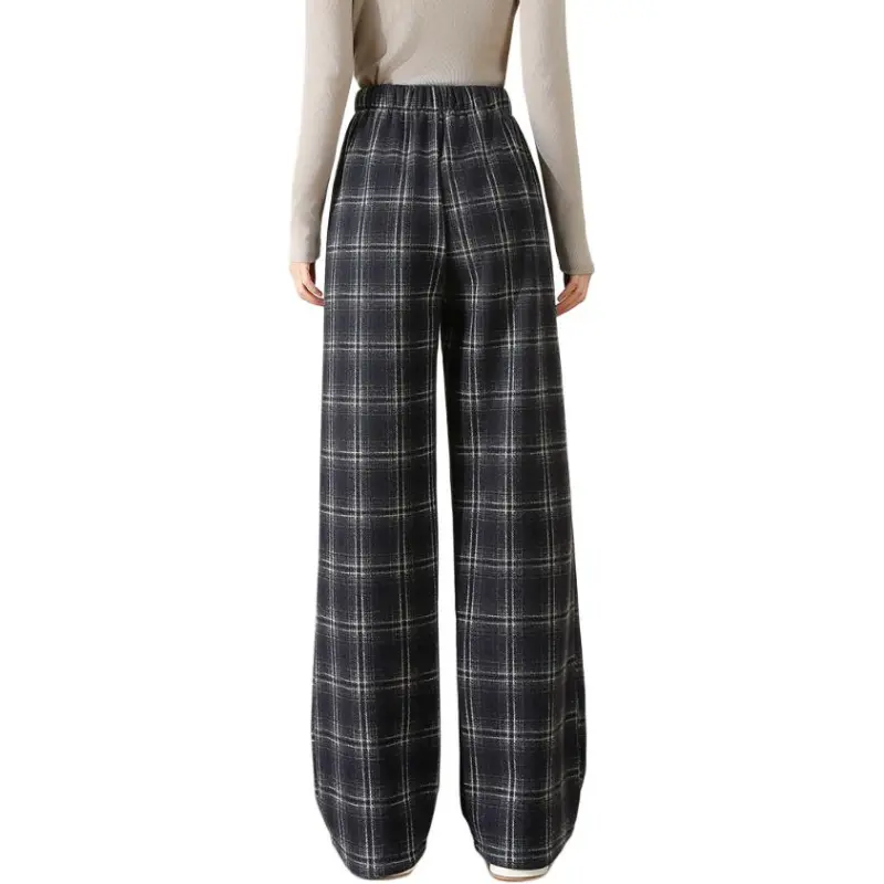FAWENXIANGZI Casual Pants Women's Black Plaid-2