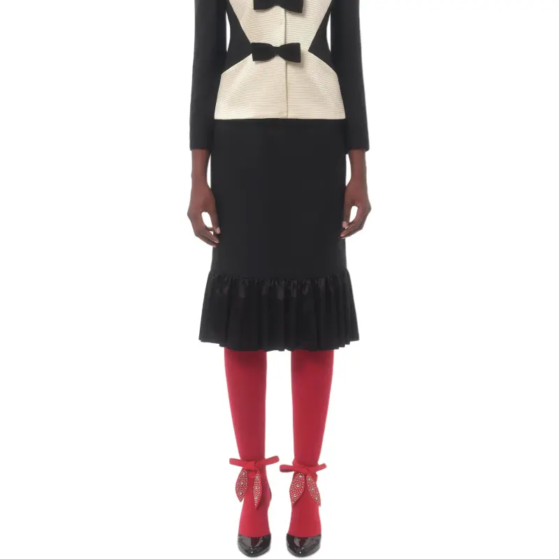 Valentino CREPE COUTURE Casual Long Skirt Women's Black-1