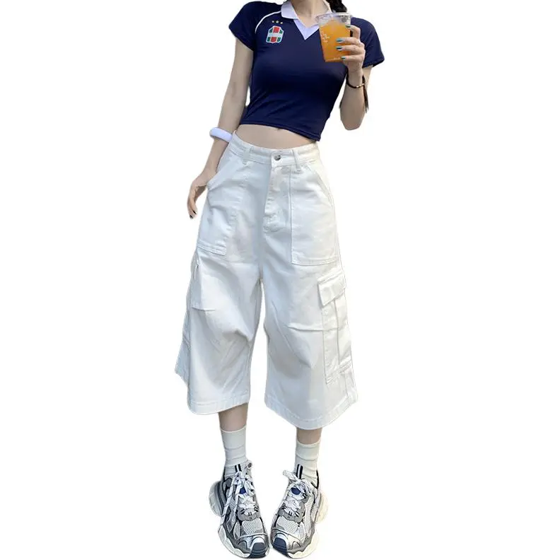 Kazakhstan Denim Shorts Women's White-2